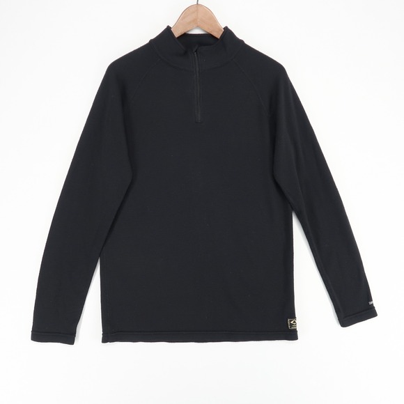 Burton Mens Dryride 1/4 Zip Baselayer Medium Black Wool Blend Snowboarding - Picture 1 of 11